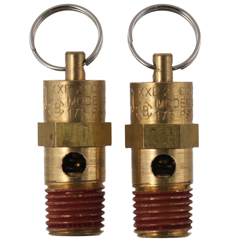 2Pcs 175 PSI Brass Safety Valve 1/4" Air Compressor Check Valve Air Compressor