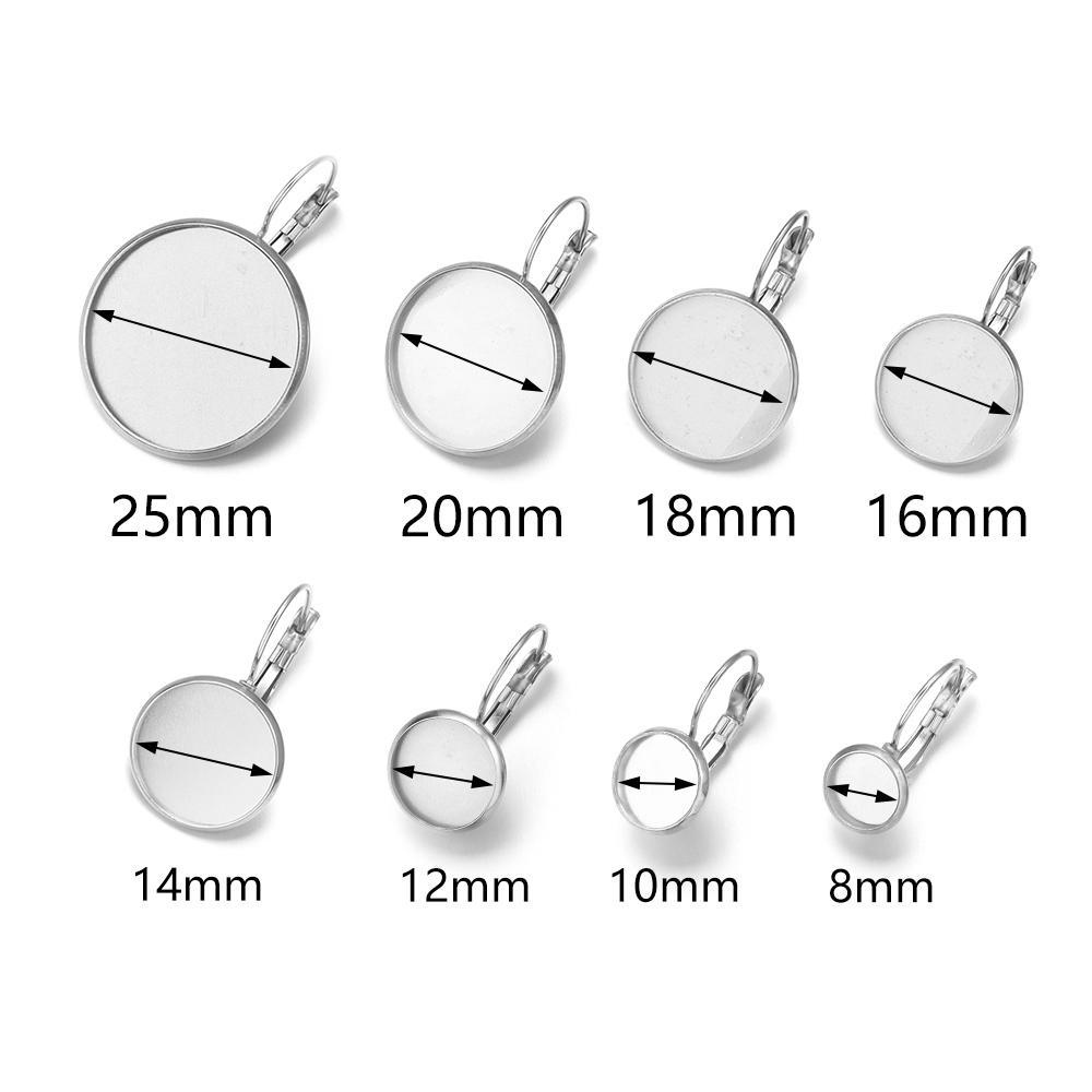 6 szt./partia Stal Nierdzewna Francuskie Kolczyki na Zaczepie Podstawki Pasujące do Kaboszonów Szklanych 8-25 mm, Cameo, Kolczyki DIY Moda Akcesoria