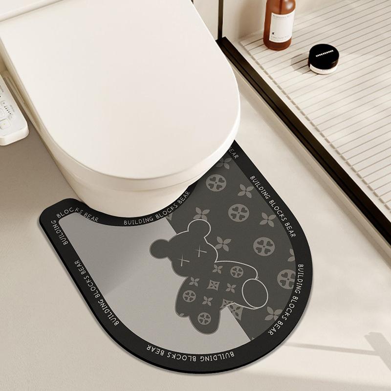 Bathroom Bathroom Door Mat Absorbent Diatom Mud Soft Pad Toilet Quick-drying Anti-slip Pad Toilet U-shaped Foot Pad