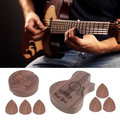 Unique Wood Pick Box Lightweight Pick Box Rotating Open Guitar Pick Storage Cases Musical Instrument Accessories
