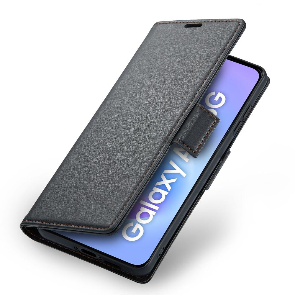 Samsung Galaxy A57 5G Case, ERBORD Glossy Litchi, Wallet with Flip, Black