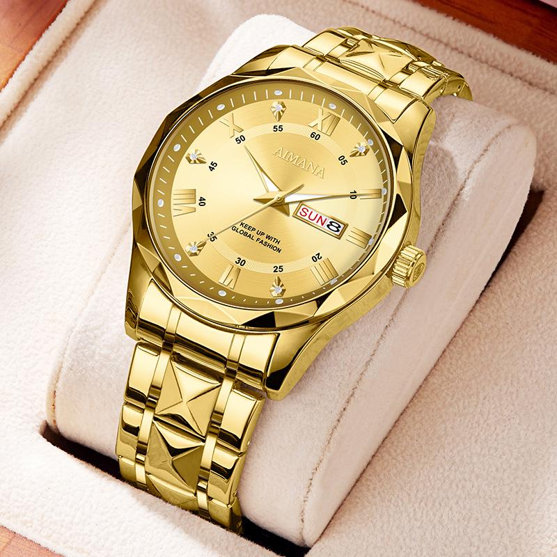 Men's Luminous Calendar Quartz Watch: Waterproof Steel Band Fashion Timepiece