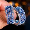 Luxus Damen Rot Grün Regenbogen Zirkon Kristall Stein Steckerohrringe Großer Anhänger Silberfarbe Hochzeit Europäischer Schmuck Für Frauen