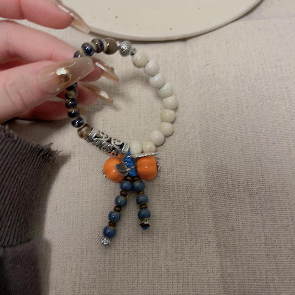 Bracelet de perles en céramique fait à la main, de Style ethnique exotique, tibétain, de Style ancien, élastique
