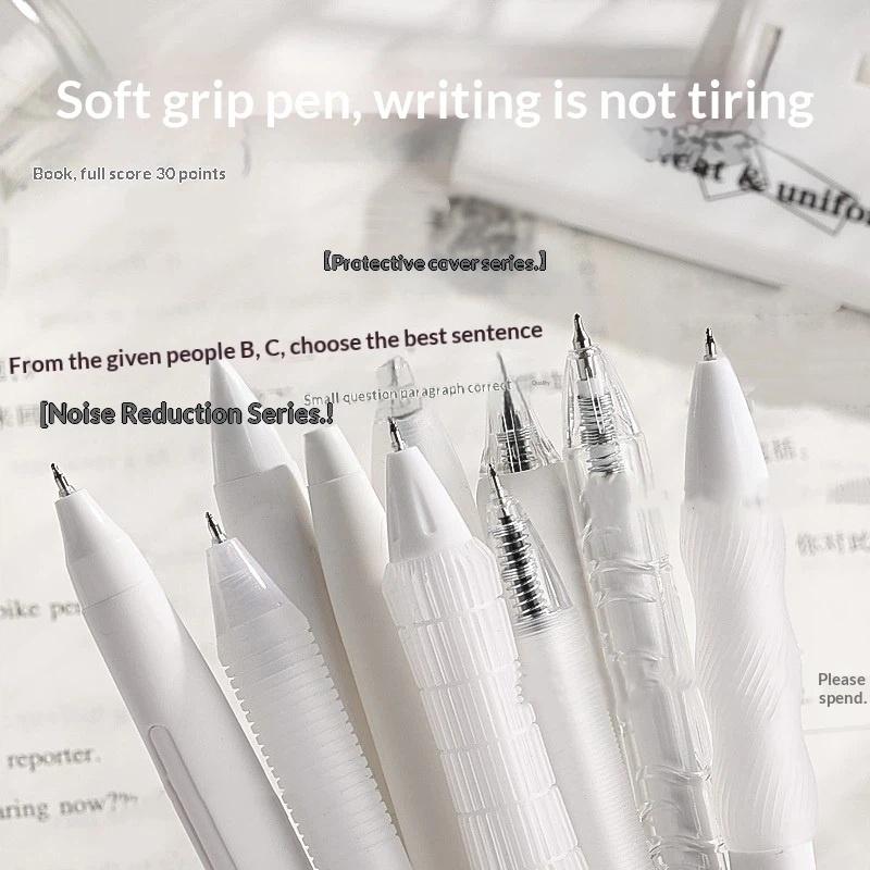 5Pcs Retractable Gel Pen Korean Fashion Simplicity Transparent Writing Pen Quick Drying St/Cs Tip 0.5Mm Black Ink Scrapbook Pen