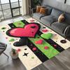 Retro Pop Art Romantic Love Heart Carpet Vibrant Color Block Design Soft Anti-slip Rug Artistic Home Decor Mat for Living Room