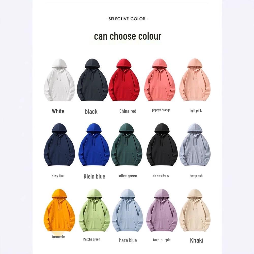 Unisex Heavyweight Hoodie: Solid Color American Street Style for Autumn/Winter