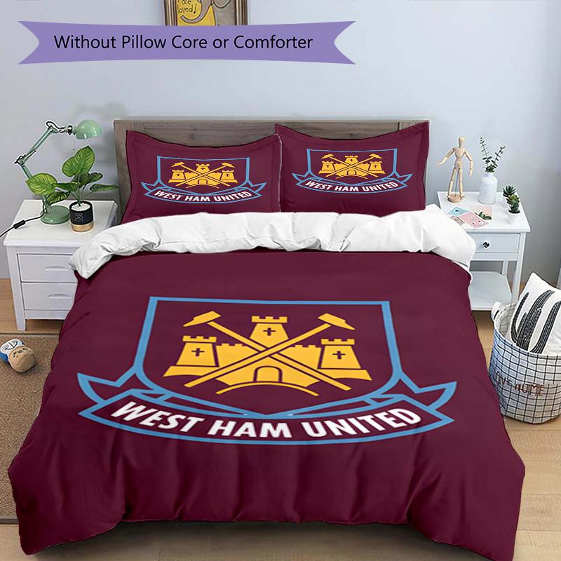 West Ham United Pattern Printed Pattern Duvet Cover Set – includes 1 duvet cover and 2 matching pillowcases Bedroom decor Christmas gifts