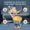 Carousel Jewelry Box Magnetism Egg Shaped Rotating Horse Rhinestone Enamel Jewelry Storage Box Blue