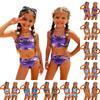 Bikini de dos piezas para niña, conjunto de baño de verano casual con estampado hawaiano, top sin mangas y braguita de cintura alta, traje de baño para niños