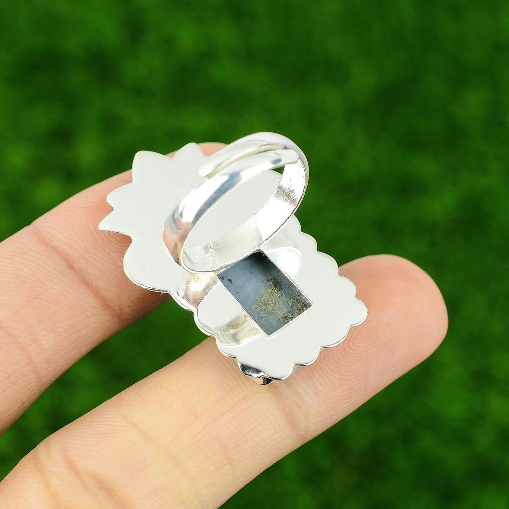 925 Sterling Silver Owyhee Blue Opal Gemstone Solitaire Engagement Ring Jewelry