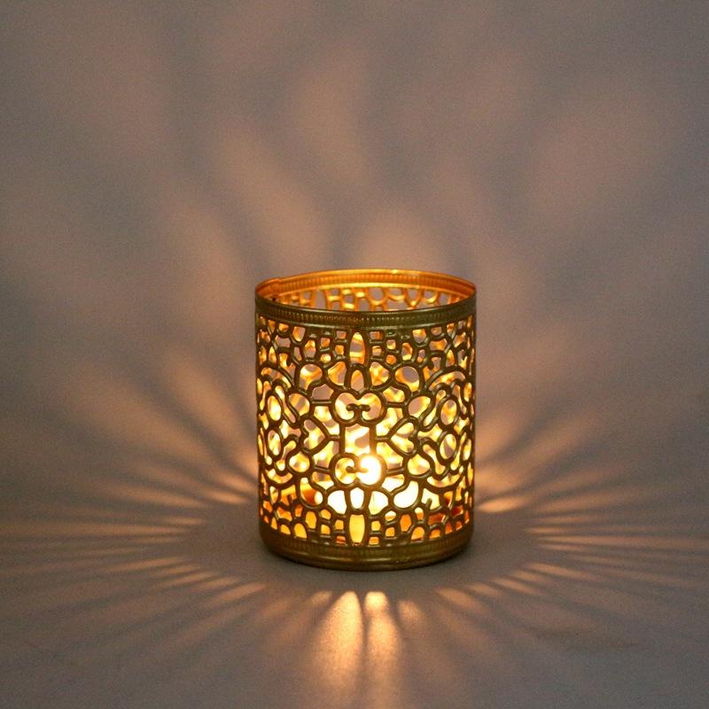 Nordic Golden Geometric Hollow Wrought Iron Candle Holder Creative Aromatherapy Candle Cup Home Decoration Ornaments Art Craft