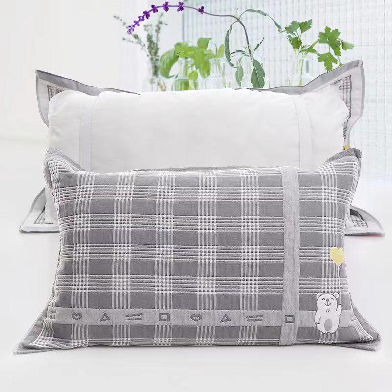 Yiwenwo Non-Slip Extra Large Cotton Gauze Pillowcase with Fixed Straps for Students & Adults