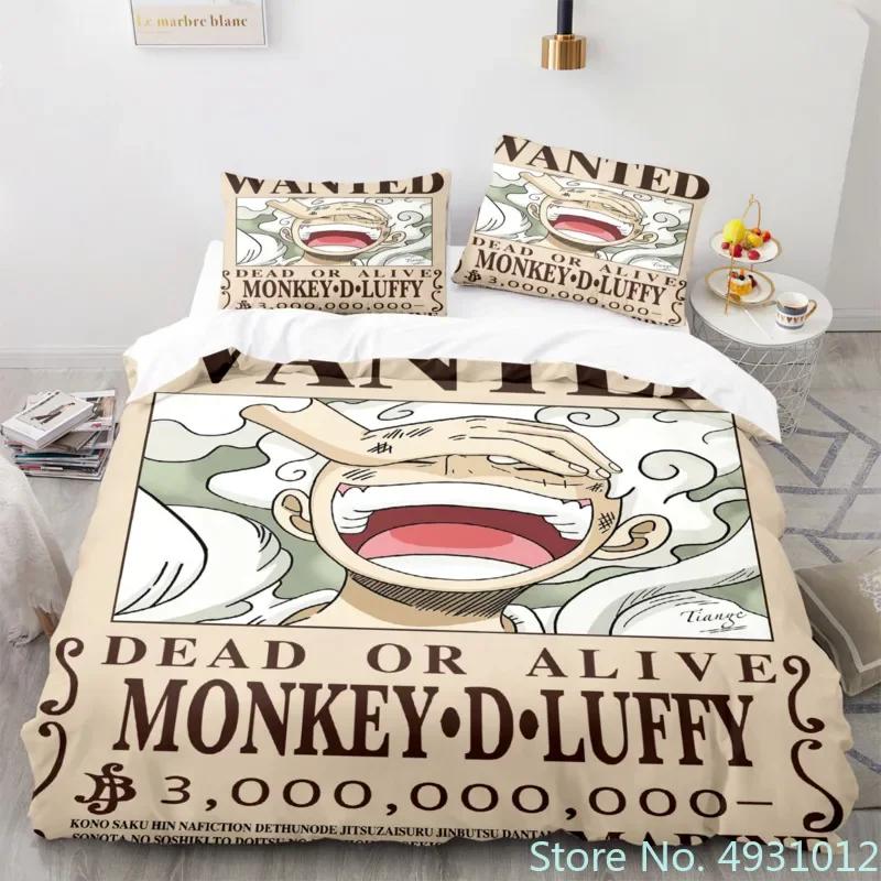 Dětské Chlapecké Anime One Pieces Povlečení Nika Luffy Gear 5 Povlak na přikrývku Povlak na polštář Sada povlaků na přikrývku Jednolůžko Queen King Velikost