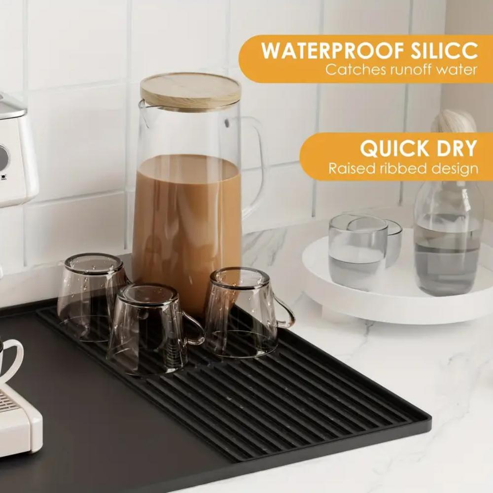 Silicone coffee MATS with raised edges, suitable for countertops, bar accessories, coffee machine MATS, espresso machines, and b