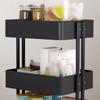 3 Tier Rolling Cart Minimalist Style Sturdy Carbon Steel Mobile Utility Cart for Kitchen Bathroom Living Room Bedroom