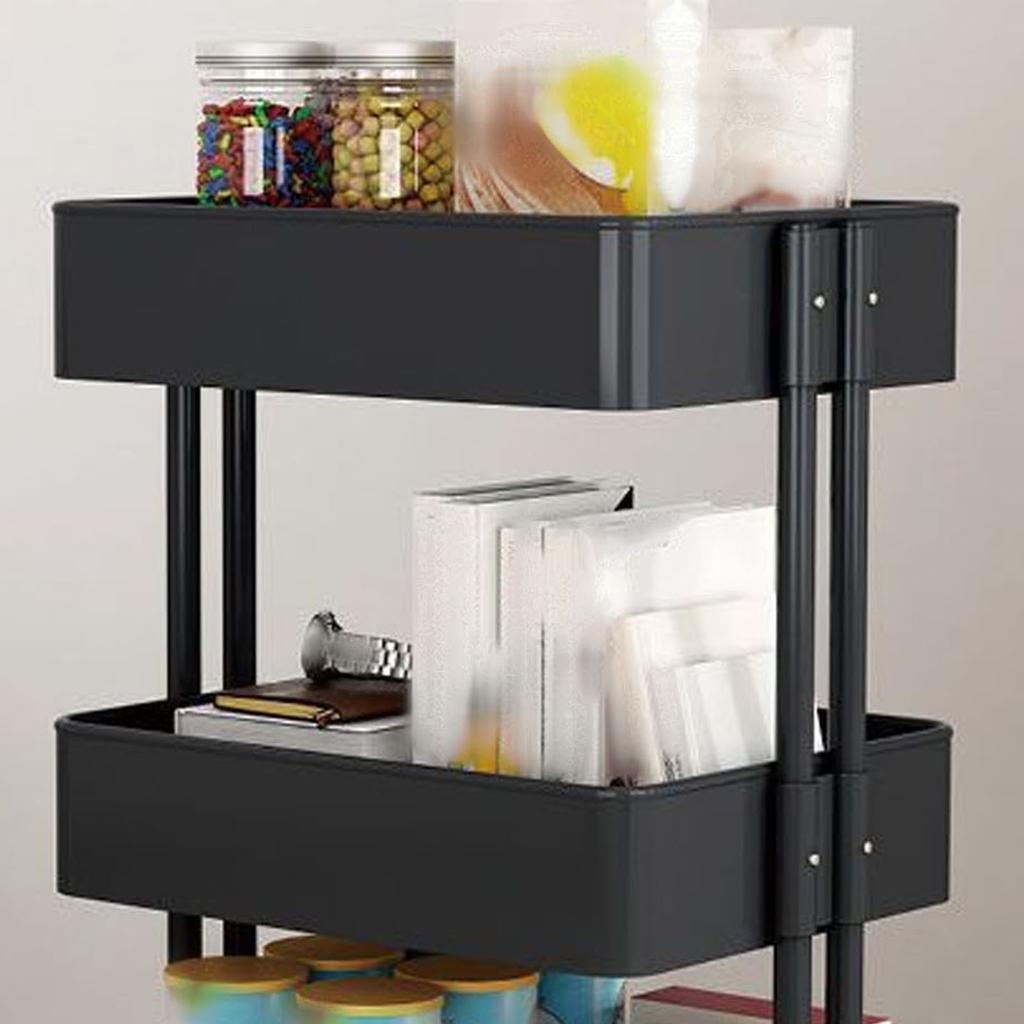 3 Tier Rolling Cart Minimalist Style Sturdy Carbon Steel Mobile Utility Cart for Kitchen Bathroom Living Room Bedroom