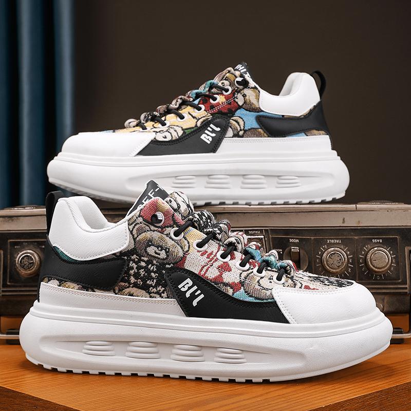 

Новые мужские вулканизированные туфли, новые мужские спортивные туфли на толстой подошве, повседневные, на шнуровке, с универсальным узором, персонализированные туфли на все времена года 44 чёрный