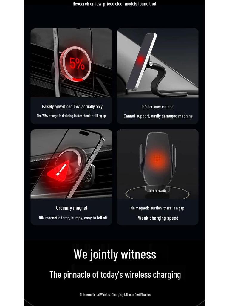 Magnetic Phone Car Mount with Cooling, Heating & 15W Wireless Fast Charging for Air Vent Navigation