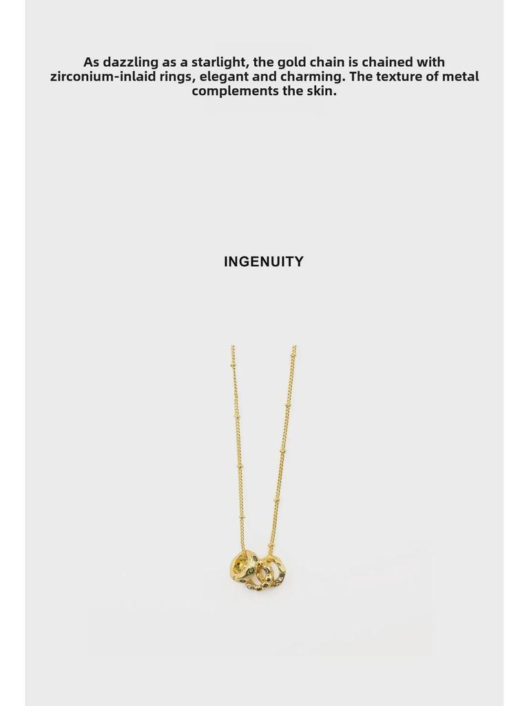 European & American Emerald Zircon Pendant Necklace - Retro, Simple, Fashionable Clavicle & Sweater Chain for Women