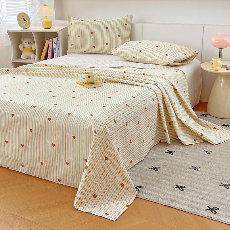 Class A Pure Cotton Thickened Old Coarse Cloth Bed Sheet Single Piece Student Dormitory Single Cotton Quilt 3pcs