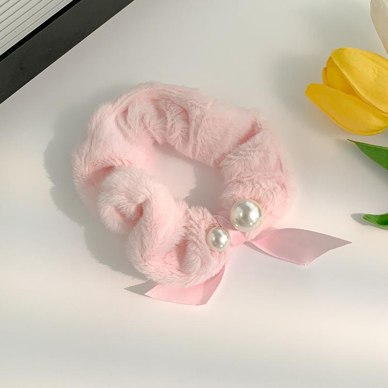 Nové Sladké Perlové Plyšové Gumičky do Vlasů Vázanky Ženy Ohon Stuhy Elastická Gumička do Vlasů Scrunchies Páska Dívčí Vlasové Doplňky