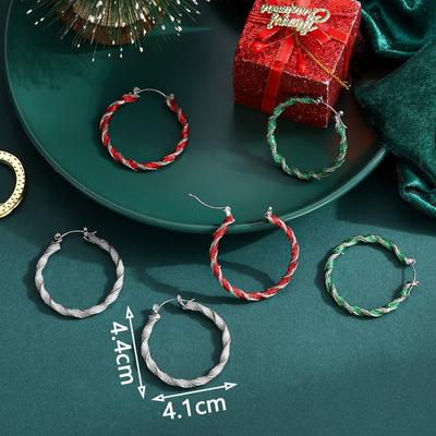 Weihnachts-Set/Paar Weihnachts-Trikolorknopf Stilvoll Einfach Niedlich Ohrringe Ohrringe