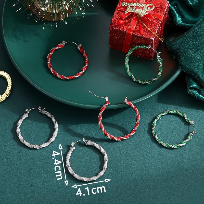 Christmas-Piece Set/Pair Christmas Tricolor Knob Stylish Simple Cute Earrings Earrings