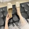 2024 Summer and Autumn New Women's Bag Head Flat-bottomed Slippers Korean Version Temperament Women's Fashion Casual Cool Slippers Square Head Women's