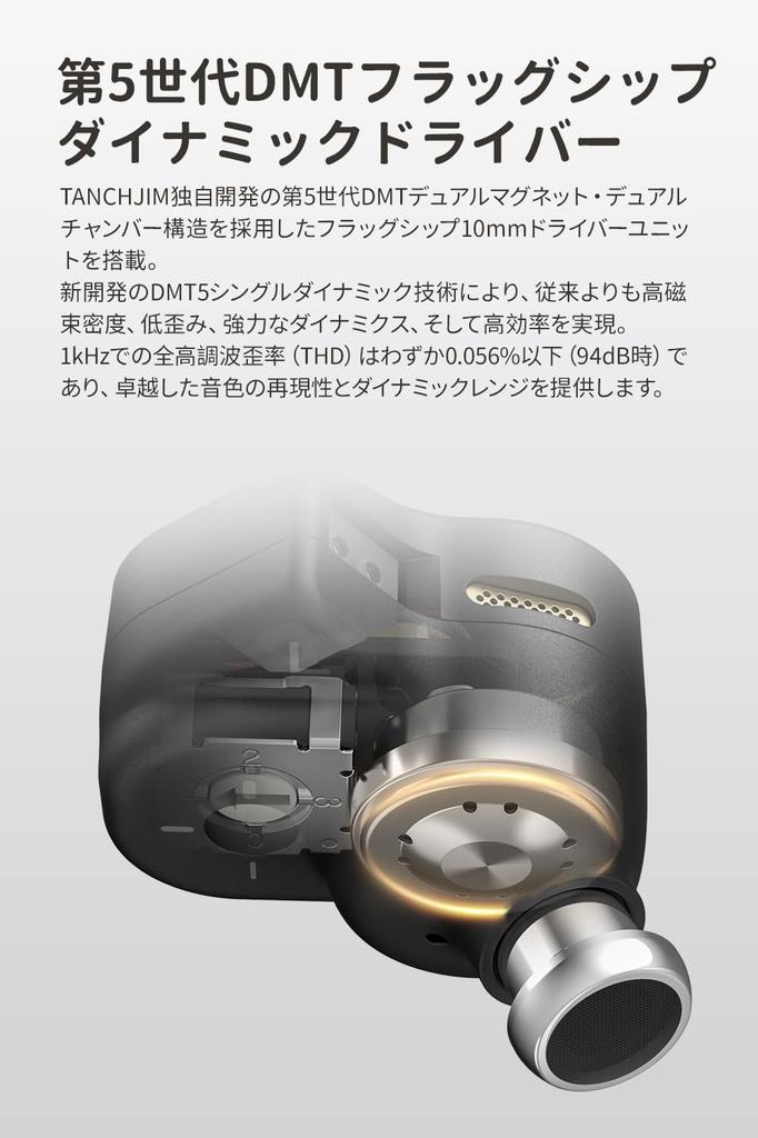 TANCHJIM FISSION Collaboration Exclusively Tuned Wired Earphones with Enhanced Bass Ambience 10mm DMT5 Dynamic Driver Adjustable Filter 3