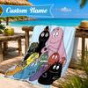 Custom Name Colorful Cartoon Barba-papa Heart In Space Adventure Microfiber Beach Towel, Lightweight for Summer Travel, Swimming Pool Fan Gift