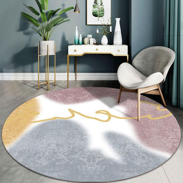 Modern Minimalist Nordic Round Floor Mat Computer Chair Cushion Swivel Chair Cushion Bedroom Bedside Carpet Leisure Floor Mat