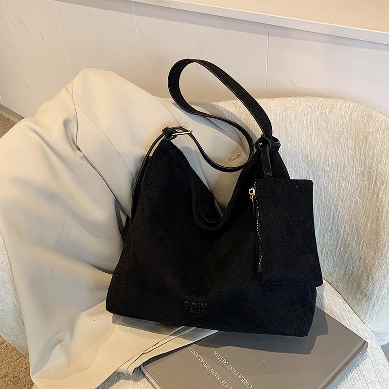 Suede Shoulder Tote Bag Women'S Light Luxury High-End Casual Messenger Handbag