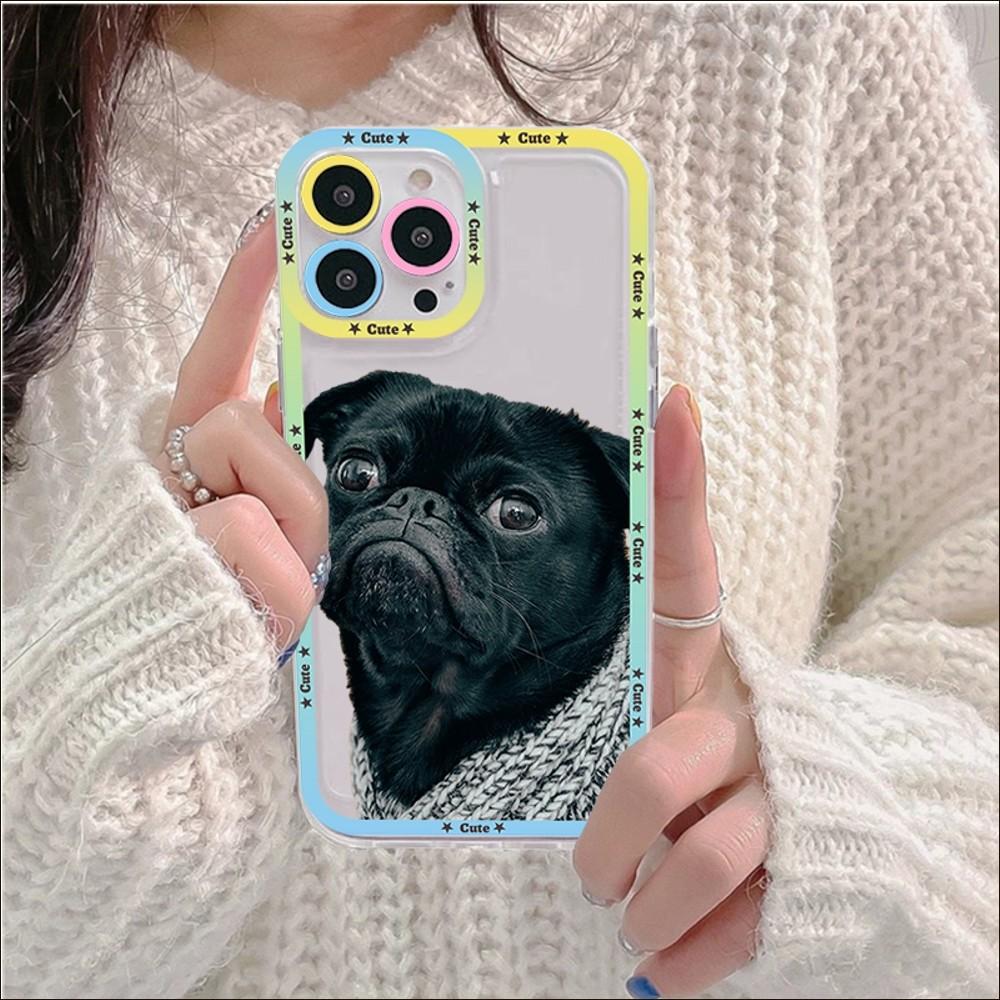 Pug Dog French Bulldog Phone Case For IPhone 14 13 12 11 Pro Max Mini X Xs XR 6 7 8 Plus SE 2020 Transparent Case