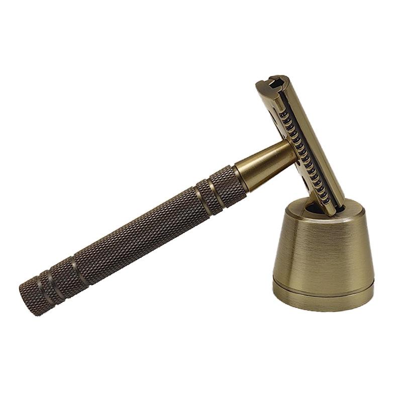 T-shaped ShaverManual Razor Bronze Shaver Manual Brass Double-sided Razor Old-fashioned Manual Shaver