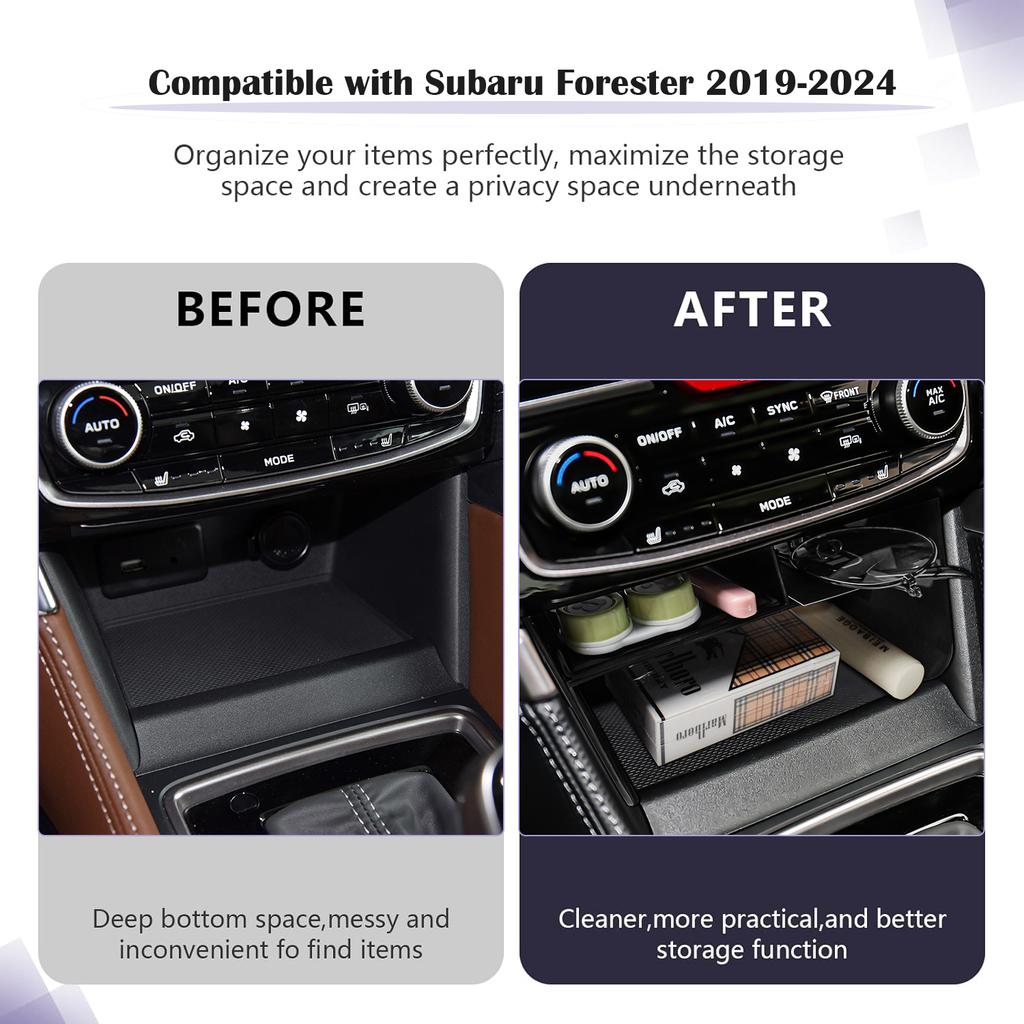 Center Middle Console Organizer Tray For Subaru Forester 2019-2025 Armrest Storage Box Accessories Secondary Console Storage Box