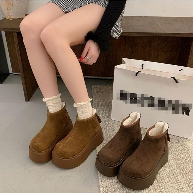 Warm Thickened Snow Boots Women's Velvet Birkenstocks Heightening Light Luxury Short Boots Winter Northeast Cotton Shoes