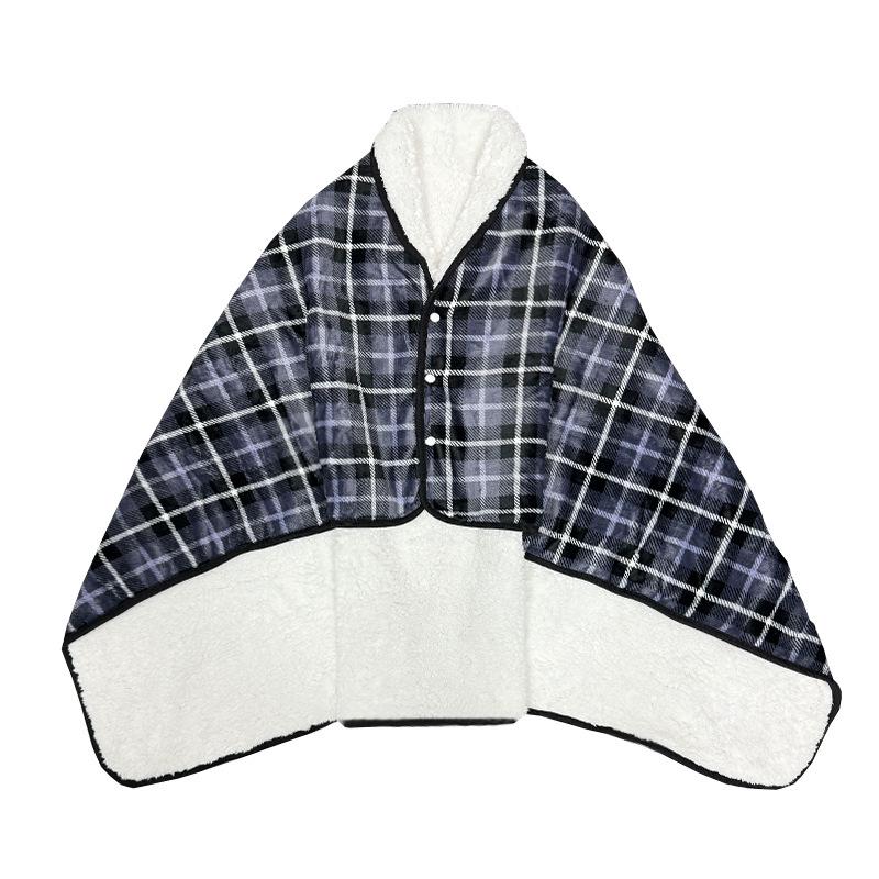 Dual-Purpose Warm Shawl Blanket - Double-Layer, Thick, Perfect for Office Naps or Lounging