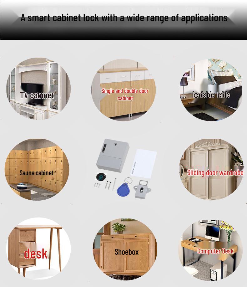 Electronic Keyless Invisible Cabinet and Drawer Lock for Saunas and Shoes