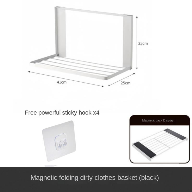 Magnetisches Metall Waschmaschinen Seitenregal Platzsparend Klappbarer Wäscheständer Ohne Bohren Temporäres Regal Einfaches Badezimmerregal
