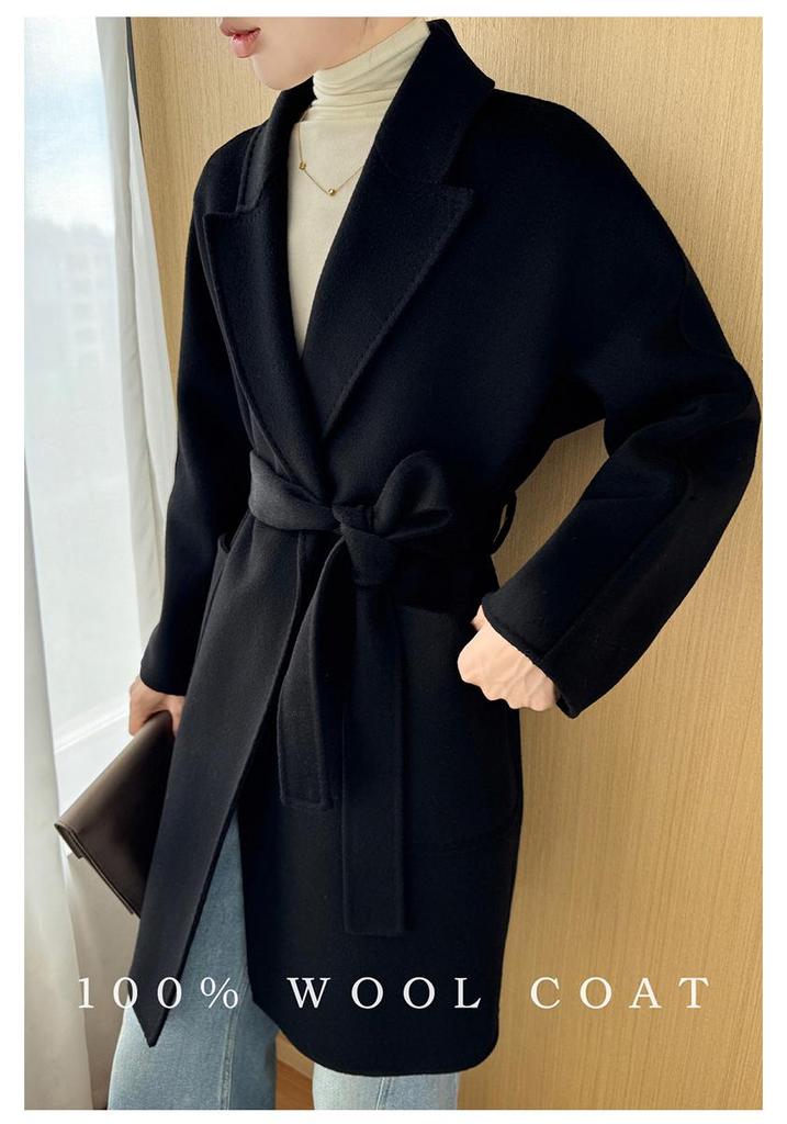 2025 Autumn/Winter Women's Thickened Mid-Length Korean Style Cashmere Wool Coat