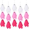 Whimsical Halloween Ghost Set Hanging Decor, Pastel Pink White Soft Matte Finish Pendant Fabric Ornaments, Cute Spooky Party Home Decor Aesthetic