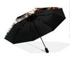 0106 Embossed Leaf Dog  Pattern, Automatic Folding Umbrella, Portable and Foldable Design, 8 Ribs, a Christmas or Birthday Gift.