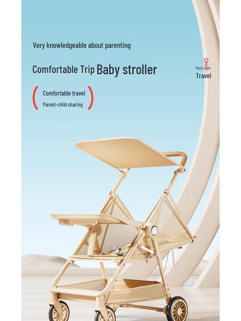 Lightweight & Portable Baby Stroller: Reclining, Four-Wheel for Ages 0-5