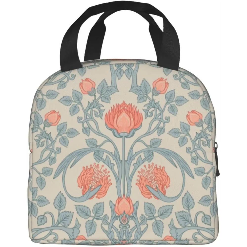 

Сумка для ланча William Morris Seaweed Floral для детей, изолированная водонепроницаемая сумка для ланча, многоразовая коробка для переноски еды, сумка Bento 22x20x13CM чёрный