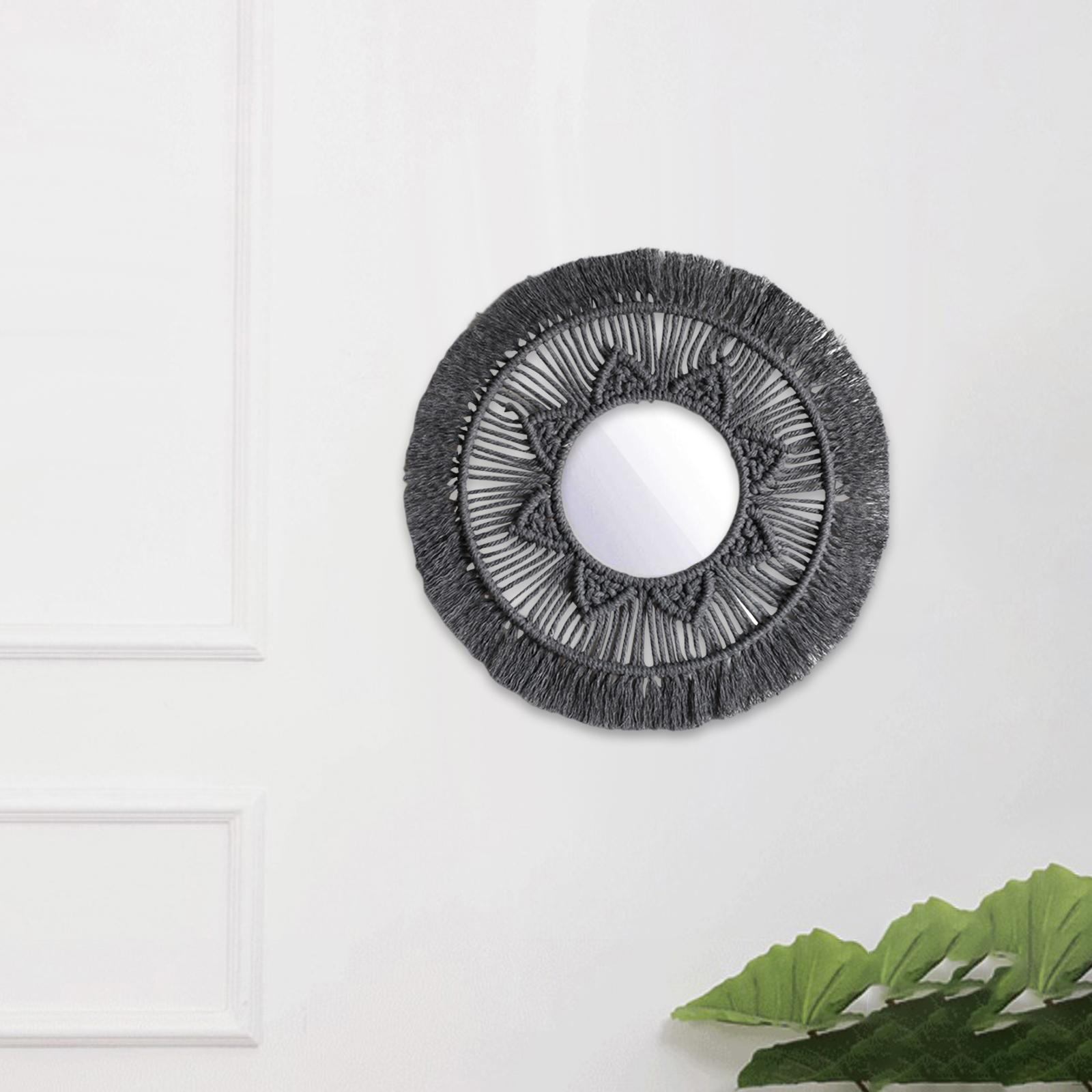 

Круглый гобелен в стиле макраме, плетеный в стиле бохо, настенный декор, 13 дюймов, венок, зеркало, украшение для