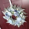 20" Blumenkranz für Haustür Künstlicher Blauer Rosenblumenkranz Seidengirlande für Fenster Wand Hochzeitsparty Winter