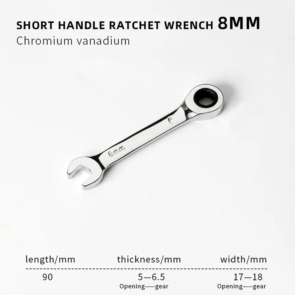1Pcs 72 Teeth Ratchet Socket Spanner 6-19mm Nut Repair Tool Durable Stubby Single Wrench