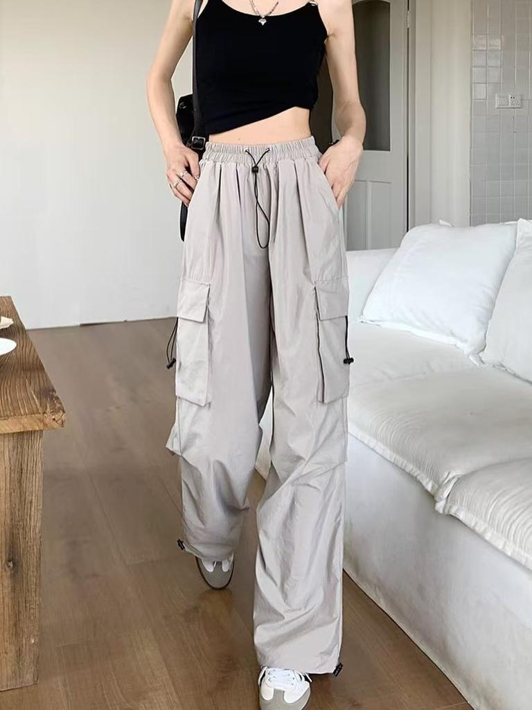 Vintage American Carpenter Pants Women's Summer Casual Trousers Loose Wide Leg Pants