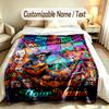 Day of the Dead Theme Custom Blanket Personalized Name & Text Customized Soft Warm Throw Blanket Home Decor